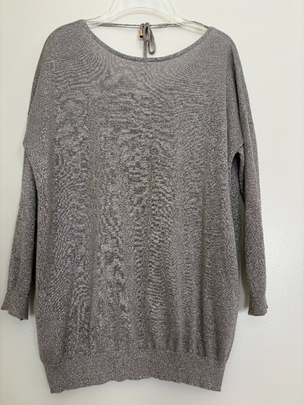 MNG Suit Silver Metallic Long‑Sleeve Blouse-XS